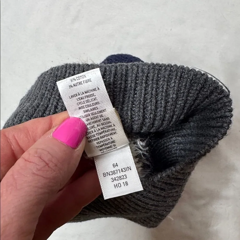 Tucker Tate‎ Navy and Gray Pom-Pom Bear Hat.